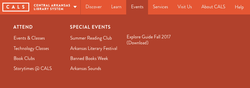 Events menu