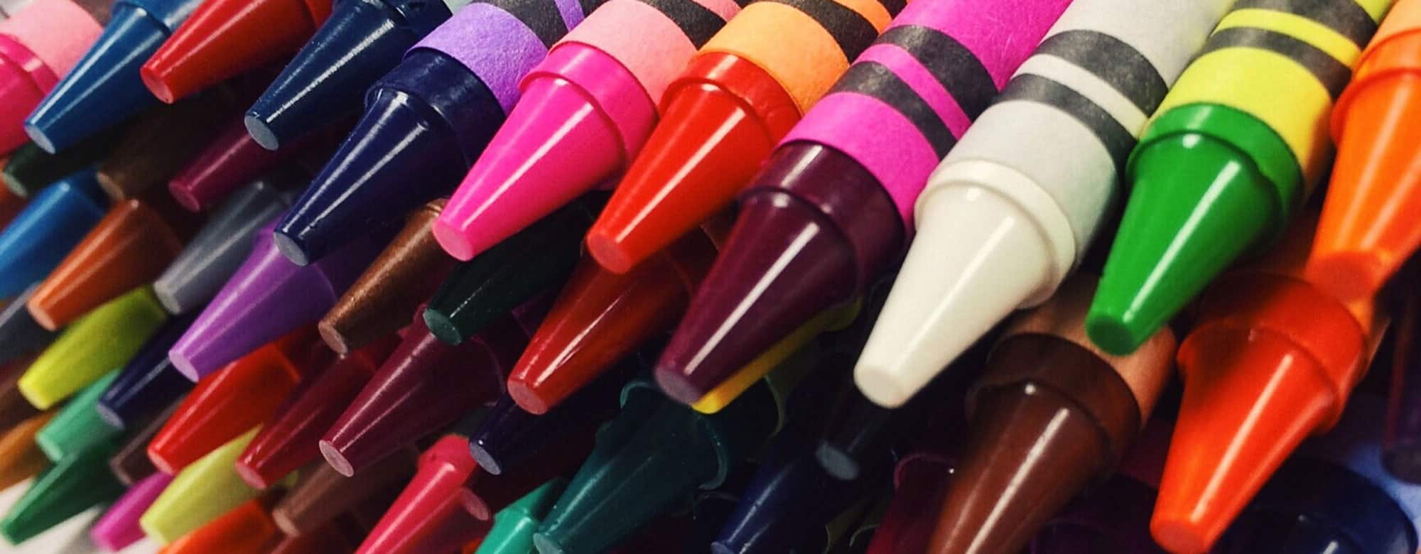 a colorful stack of crayons