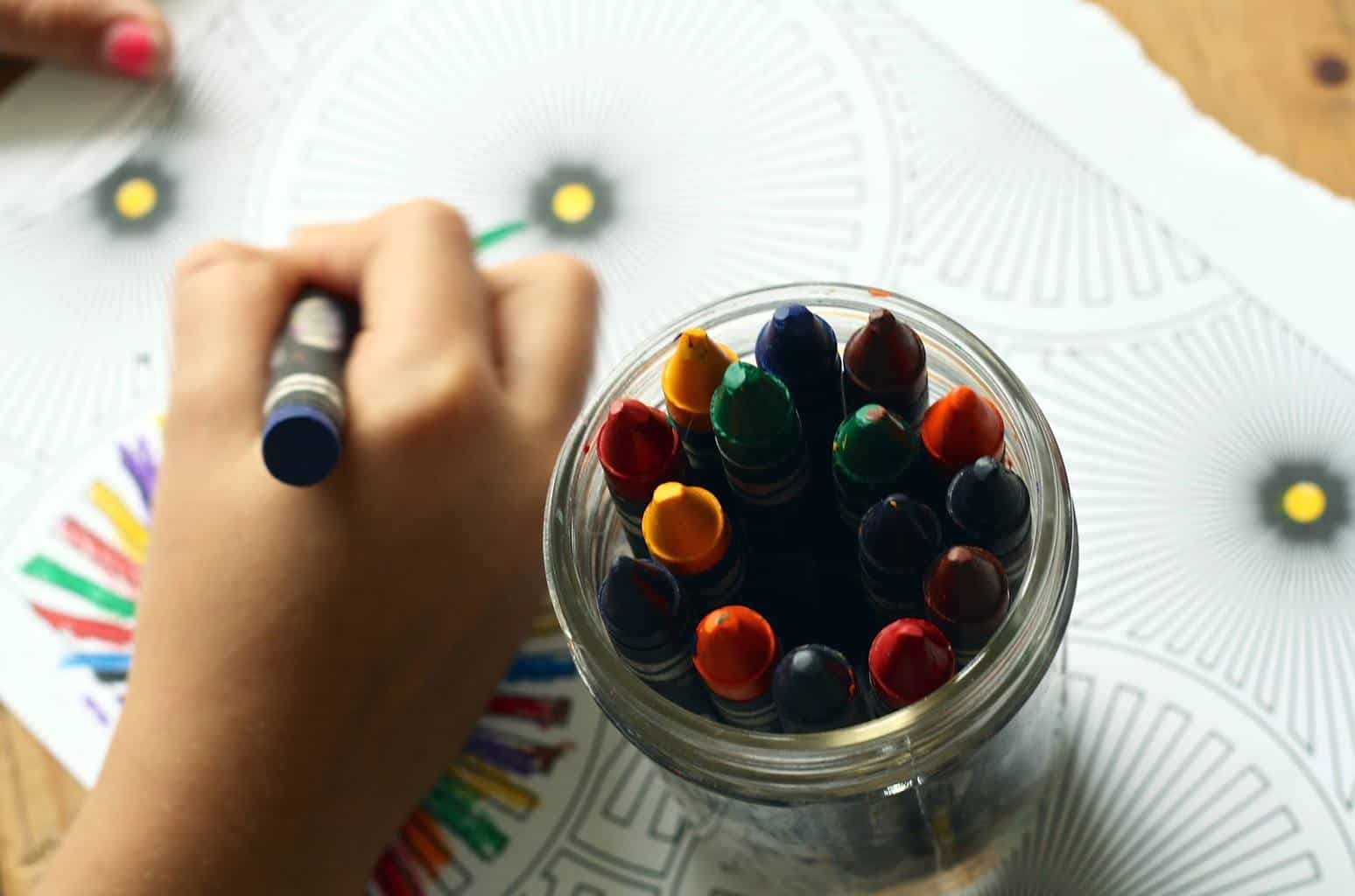 Drawing with crayons