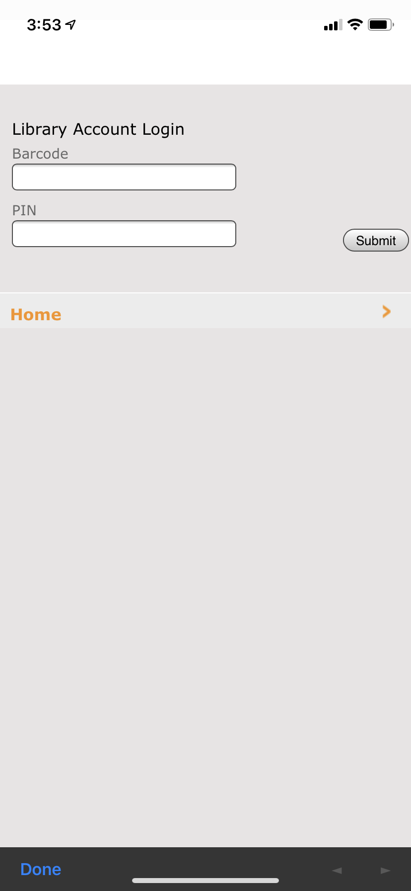myLibro app login screen