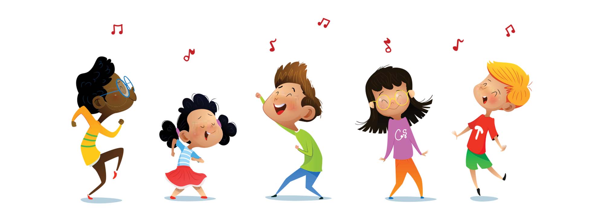 an illustration of kids dancing