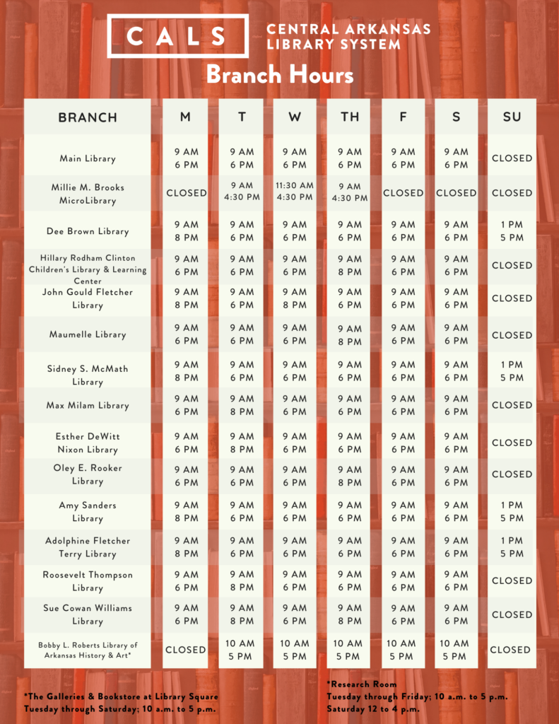 New Year New Hours Central Arkansas Library System
