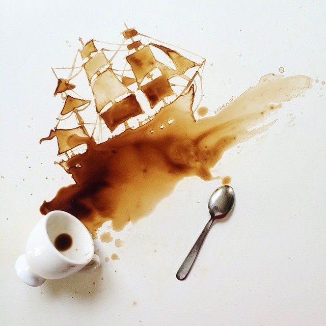 ship painted with spilled coffee