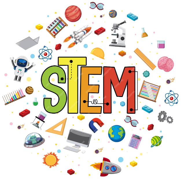the word STEM with various icons around it
