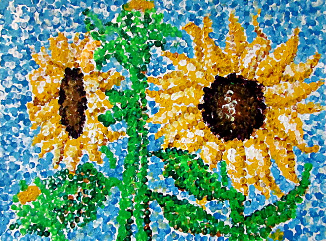pointillism sunflowers