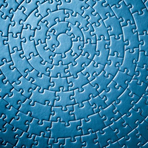 solid blue circular jigsaw puzzle